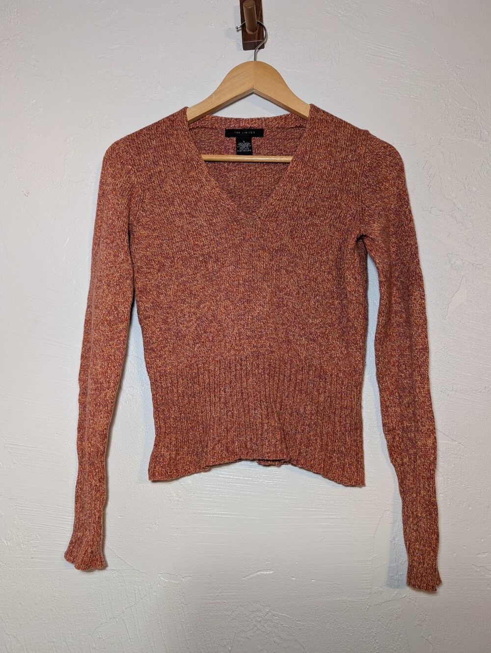 Pink Orange Wool Silk Cashmere Blend Knit Sweater Colorful Luxury Fall Layer